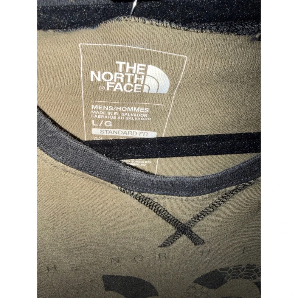 The North Face 66 Graphic Baseball Tee Mens Large Olive Green 3/4 Raglan